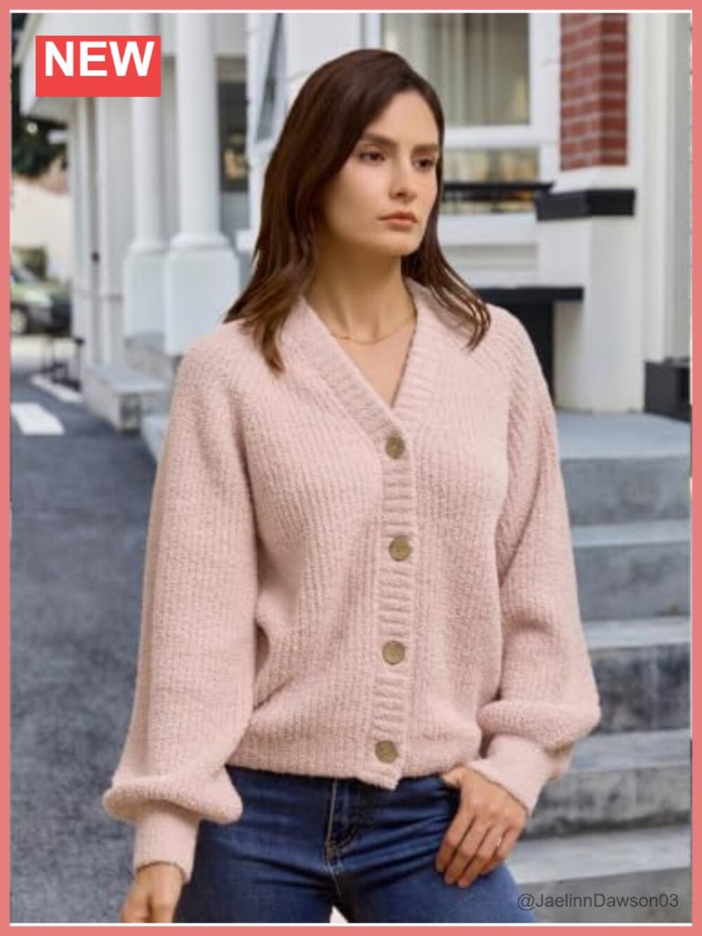 Open Front Ribbed Button Down Cardigan Long Sleeve - Picture 2 of 6